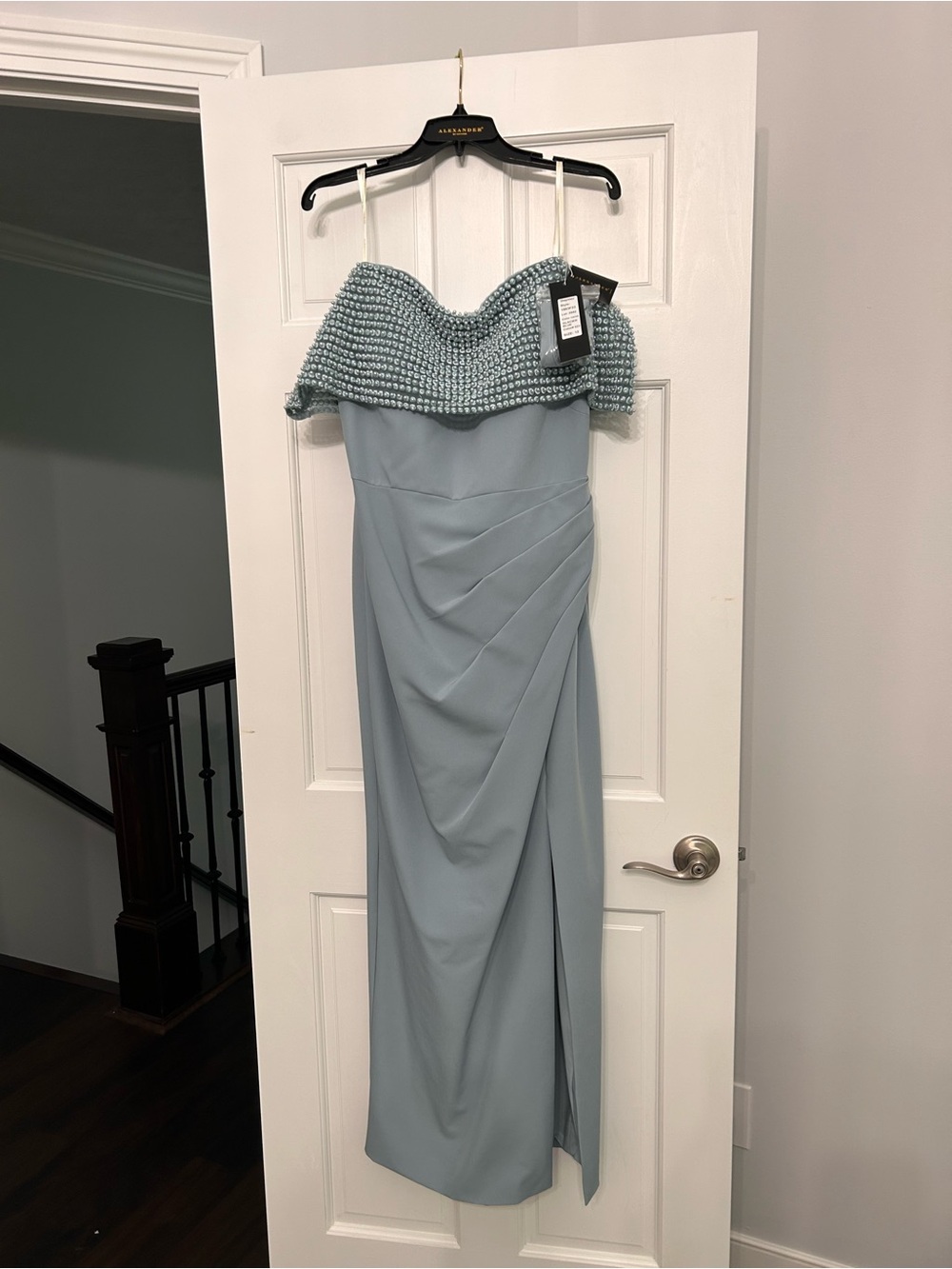 Elegant Off-Shoulder Light Blue Evening Dress by [Brand]